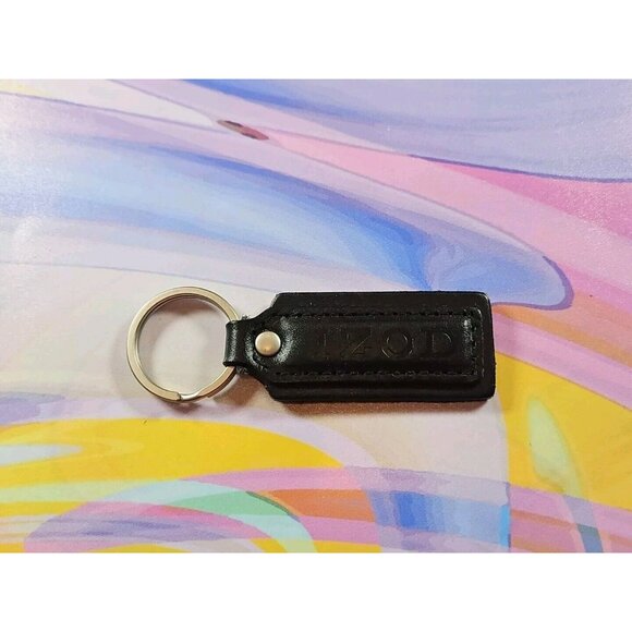 Izod Leather Keyfob, Keyring Key Chain, Black - Picture 1 of 2